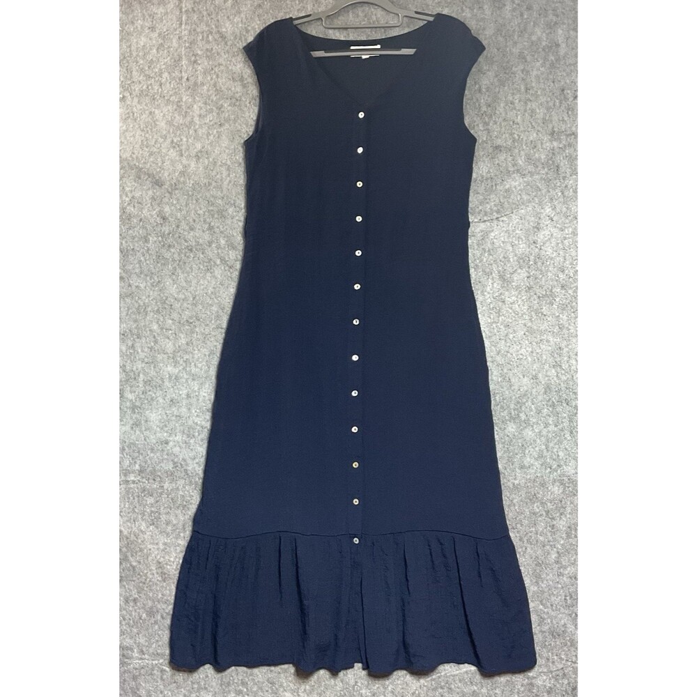 Nanette Lepore Dress Women Medium Blue Sleeveless Button Front Flowy Maxi Casual